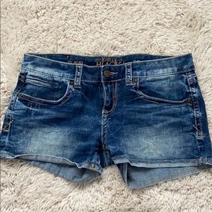 Buckle Black Denim Shorts